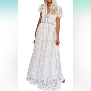 NWT Boho White Lace Maxi Dress